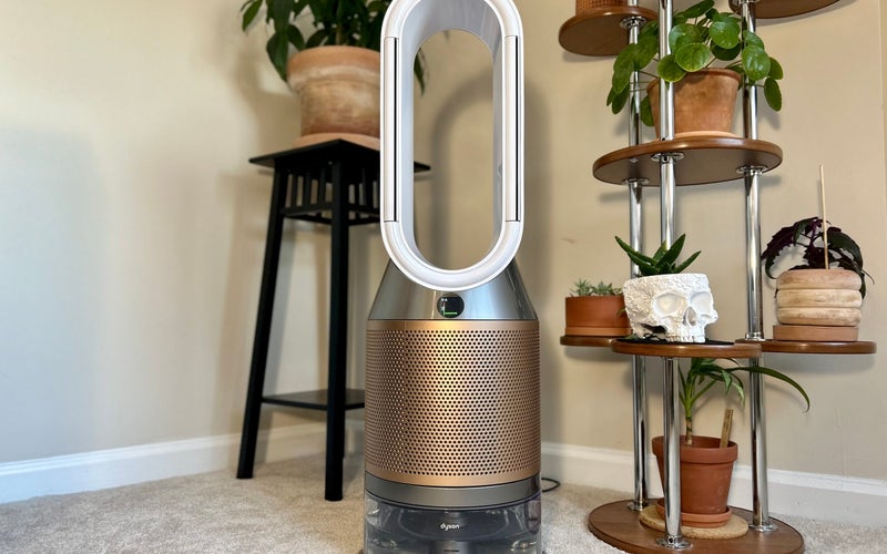 A Dyson air purifier in a living room.